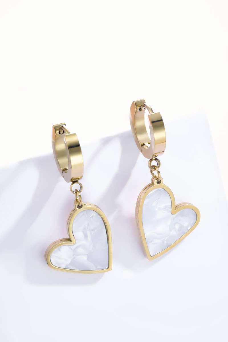 Brincos Coração com madrepérola
