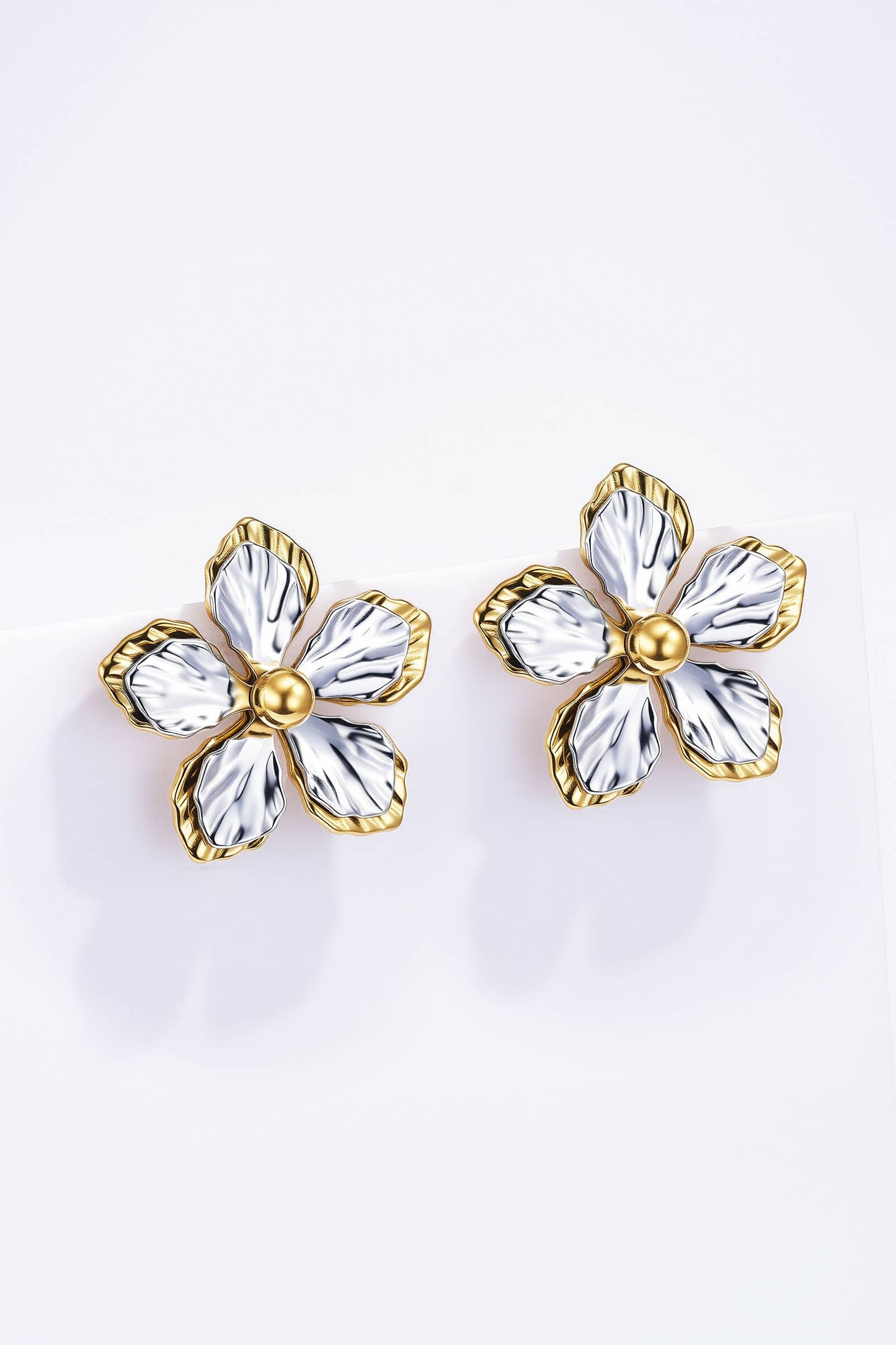 Brincos Flor Dourado & Prateado