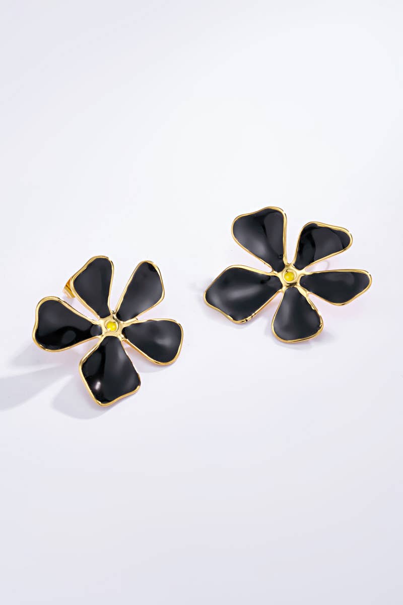 Brincos Stud  Flor Preta