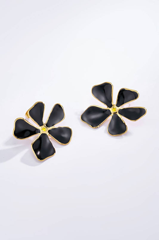 Brincos Stud  Flor Preta